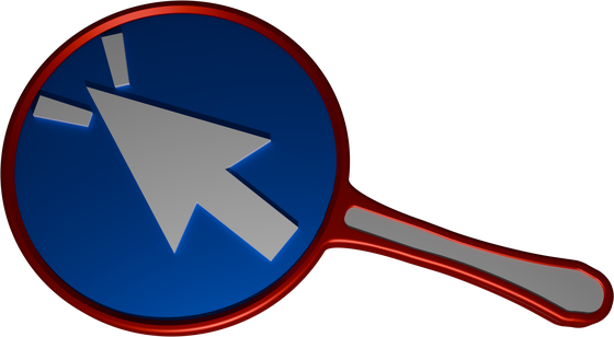 Logotipo de CyberClick: una lupa roja con lente azul que contiene un cursor de ratón haciendo clic